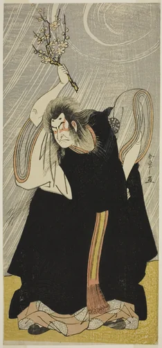 The Actor Nakamura Nakazo I as the Thunder God, an Incarnation of Kan Shojo, in the Play Sugawara Denju Tenarai Kagami, Performed at the Morita Theater in the Third Month, 1780 by Katsukawa Shunsho (勝川 春章), print, 1775-1785