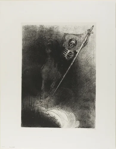 And His Name That Sat On Him Was Death, plate 3 of 12 by Odilon Redon, print, 1899