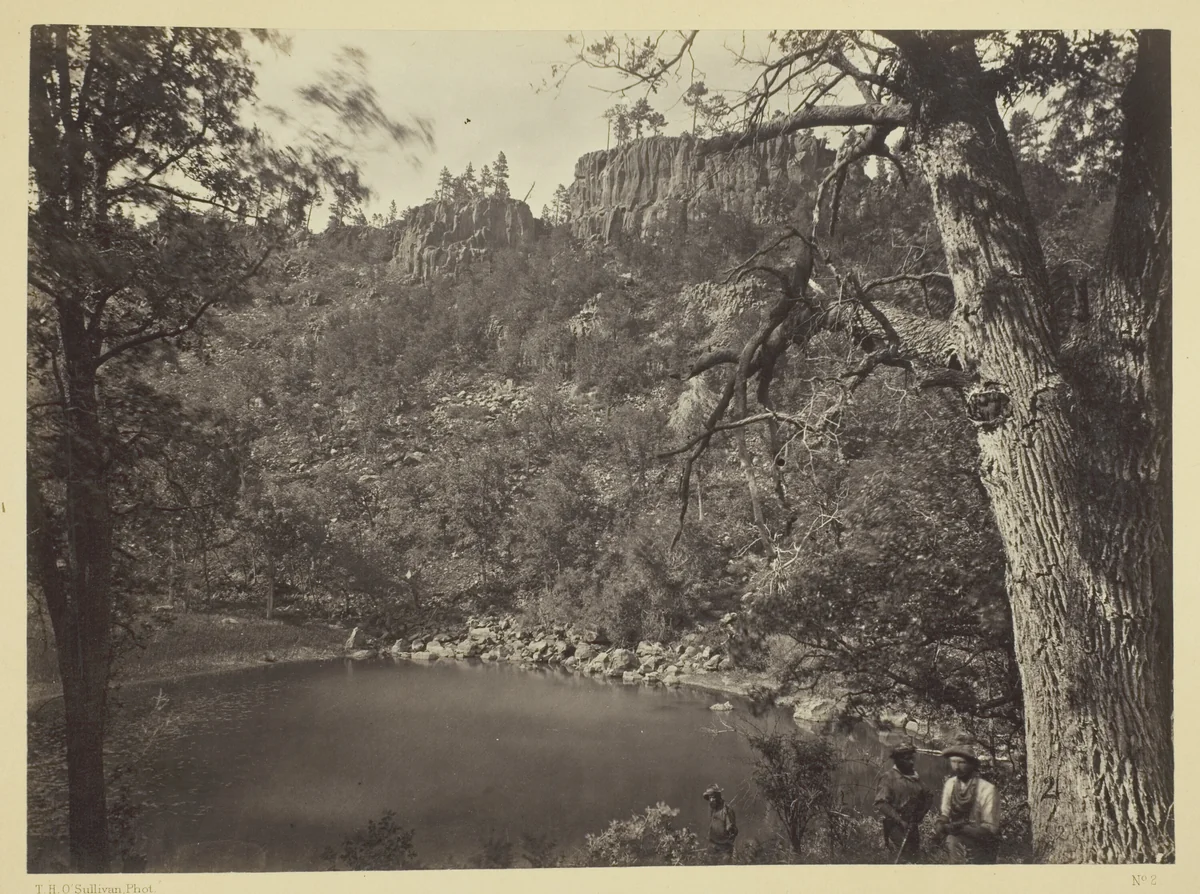 View on Apache Lake, Sierra Blanca Range, Arizona by Timothy O'Sullivan, photograph, 1873
