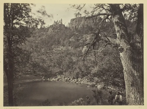 View on Apache Lake, Sierra Blanca Range, Arizona by Timothy O'Sullivan, photograph, 1873