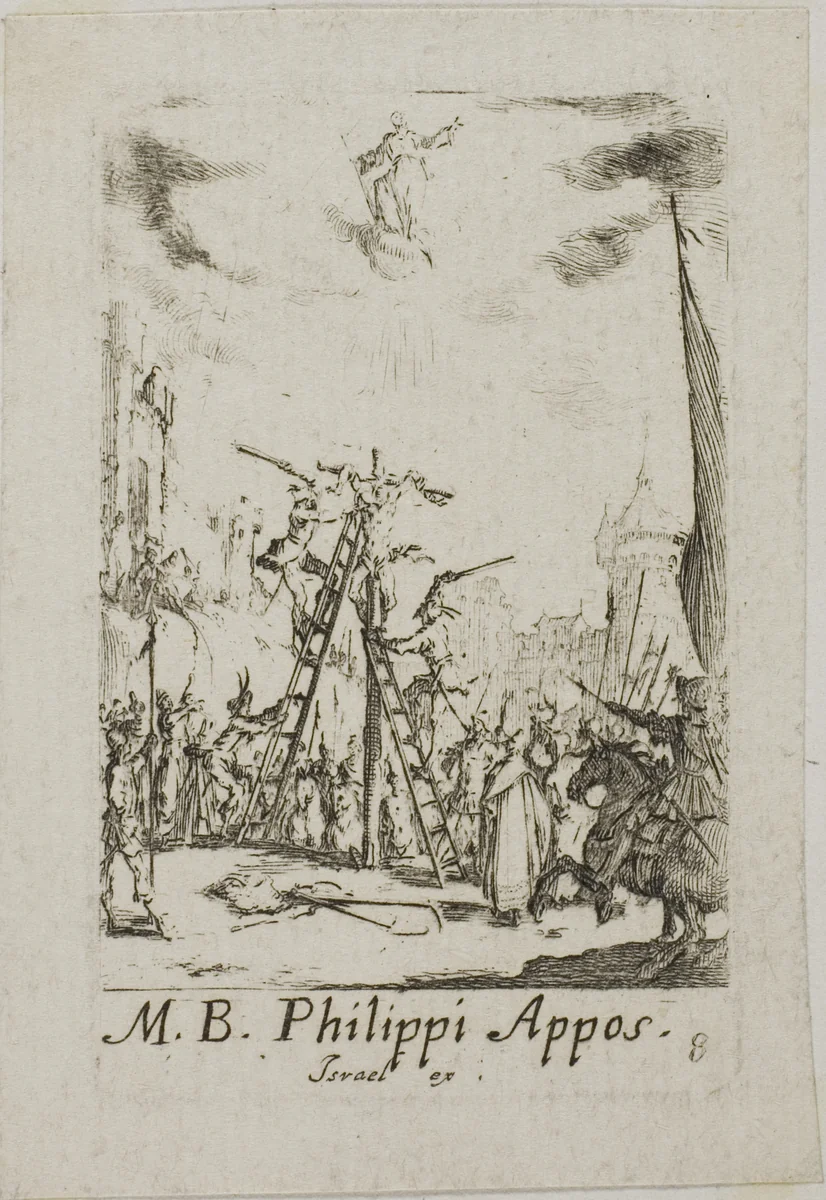 Martyrdom of Saint Phillip, plate eight from The Martyrdoms of the Apostles by Jacques Callot, print, 1612-1635