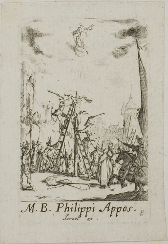 Martyrdom of Saint Phillip, plate eight from The Martyrdoms of the Apostles by Jacques Callot, print, 1612-1635