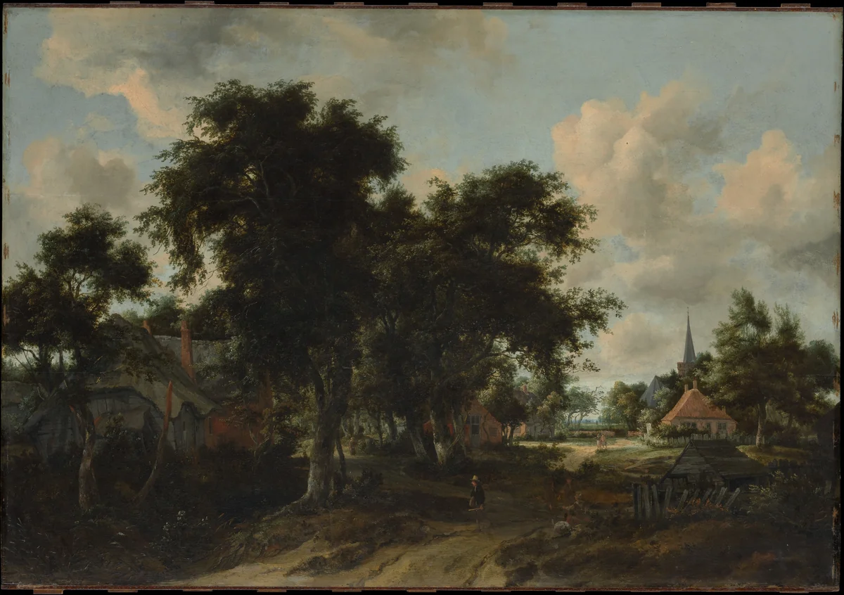 Entrance to a Village by Meyndert Hobbema, painting, 1660-1670