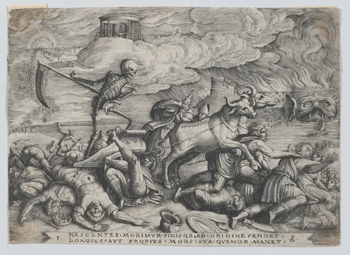 The Triumph of Death on Time, from "The Triumphs of Petrarch" by Georg Pencz, print, 1534-1544