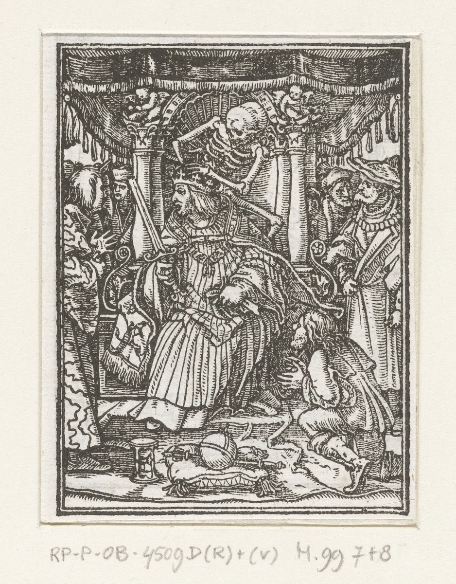 Keizer en de Dood by Hans Holbein, print, 1524-1526