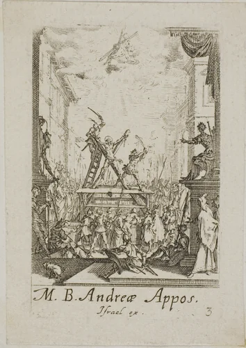 Martyrdom of Saint Andrew, plate three from The Martyrdoms of the Apostles by Jacques Callot, print, 1612-1635