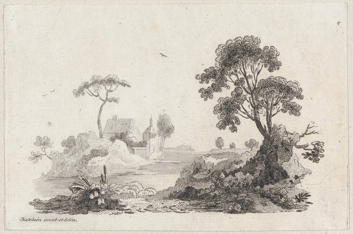 Landscape by Jean Baptiste Claude Chatelain, print, 1725-1763