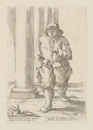 Chimney Sweep, from Di Bologna l'Arti per via D'An.ibal' Ca.rac, plate 9 by Giuseppe Maria Mitelli, print, 1660