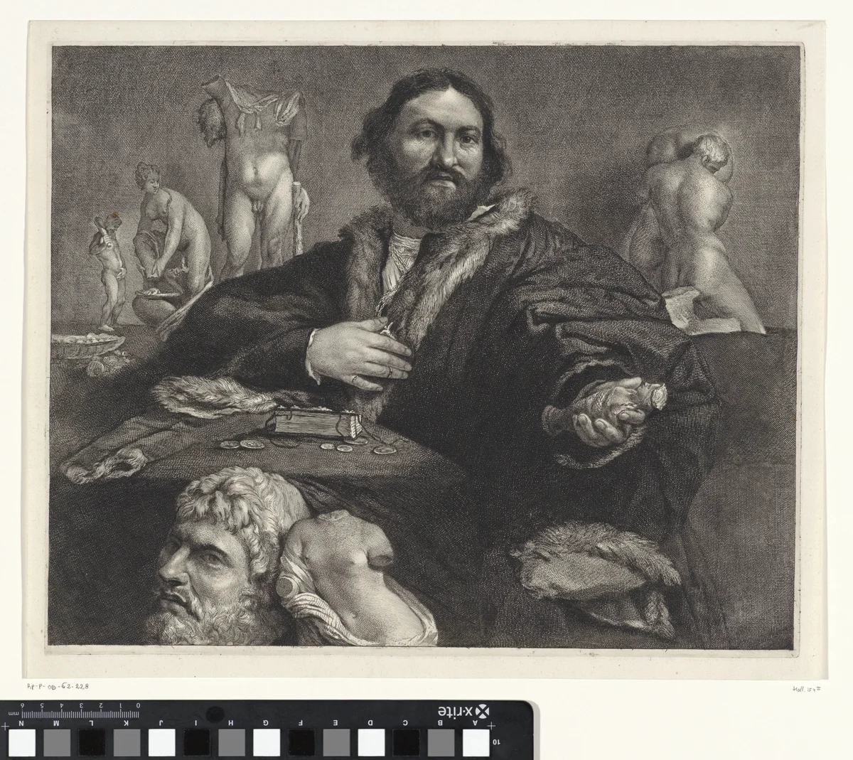 Portret van Andrea Odoni by Cornelis Visscher, print, 1638-1658