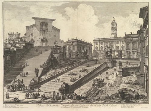 The Capitol and the steps of S. Maria in Aracoeli (Veduta del Romano Camipidoglio con scalinata che va alla chiesa d'Araceli) by Giovanni Battista Piranesi, print, 1770-1780