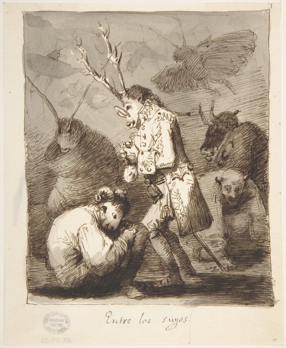 Birds of a Feather (Entre los suyos) by Leonardo Alenza, drawing, 1807-1845