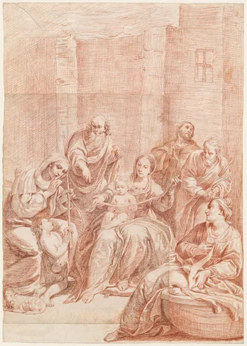 The Holy Family by Giuseppe Maria Crespi, drawing, 1685-1695