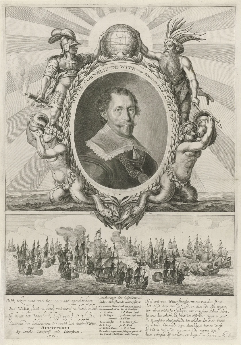 Portret van Witte Cornelisz. de With by Theodor Matham, print, 1641