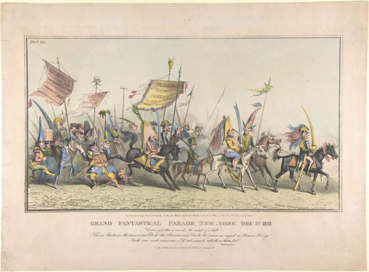 Grand Fantastical Parade, New-York, December 2, 1833 by David Claypoole Johnston, print, 1833
