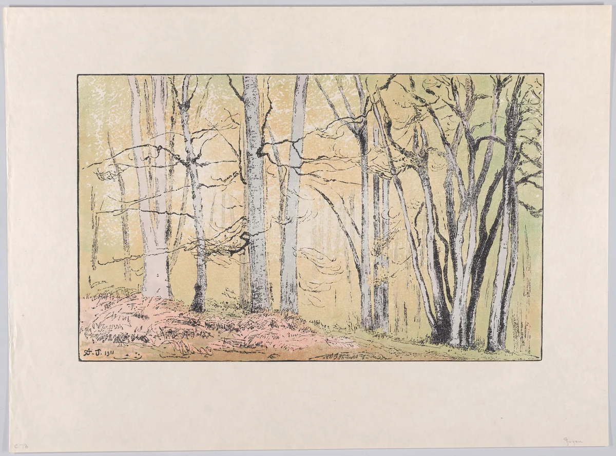 The Approaching Autumn (Fontainebleau) by Amédée Joyau, print, 1911