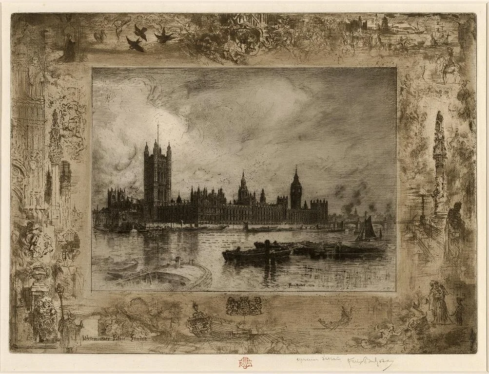 Westminster Palace by Félix-Hilaire Buhot, print, 1884