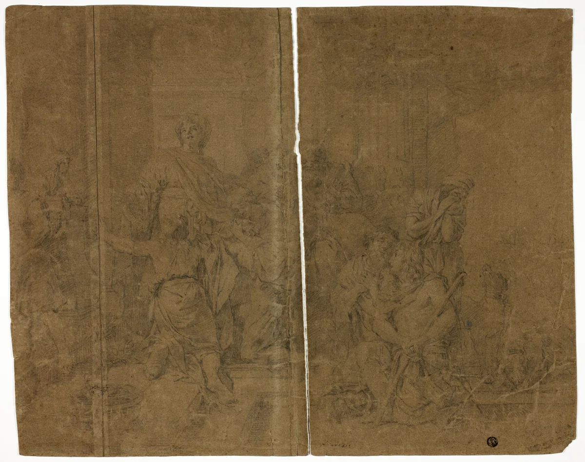 Joseph Recognized by His Brothers by Gerard de Lairesse, drawing, 1660-1711