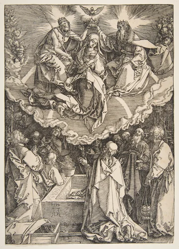 The Assumption and Coronation of the Virgin, from The Life of the Virgin by Albrecht Dürer, print, 1510