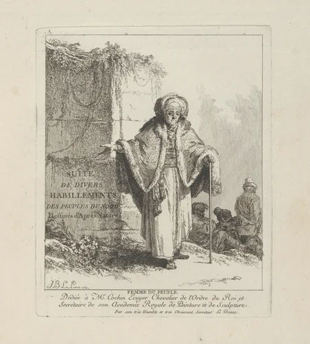 Woman of the People, plate one from Divers Habillements des Peuples du Nord by Jean Baptiste Le Prince, print, 1765