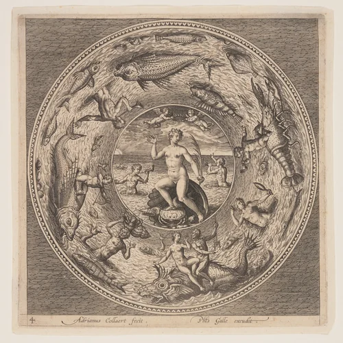 Galathea, from a Set of Designs for Plates (Fonds de Coupe) by Adriaen Collaert, print, 1580-1600