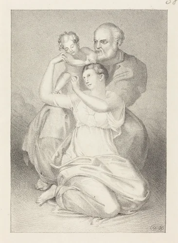 Holy Family, from Michelangelo by Henry Noel Humphreys; John Flaxman, print, 1829