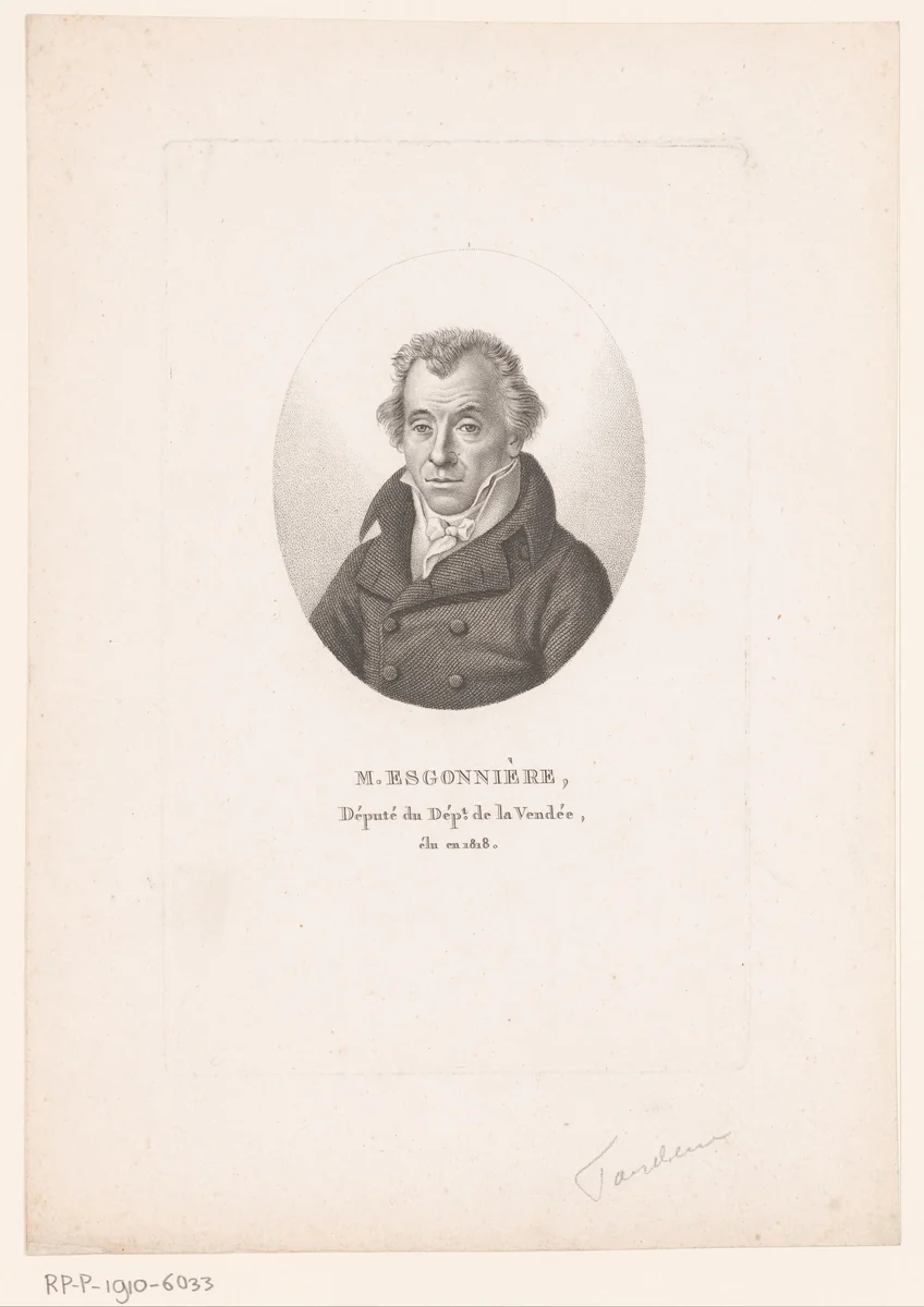 Portret van Philippe-René Esgonnière du Thibeuf by Ambroise Tardieu, print, 1820-1821