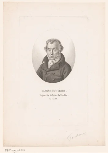 Portret van Philippe-René Esgonnière du Thibeuf by Ambroise Tardieu, print, 1820-1821