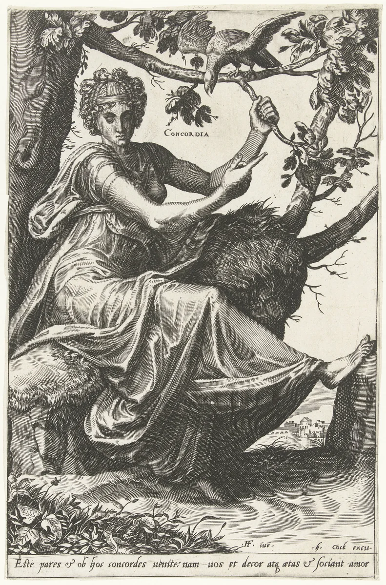 Eendracht (Concordia) by Cornelis Cort, print, 1560