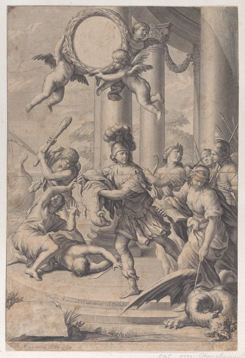 Jason carrying off the golden fleece by Jean-Baptiste Nolin, print, 1690-1725