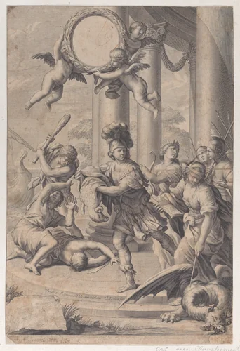 Jason carrying off the golden fleece by Jean-Baptiste Nolin, print, 1690-1725
