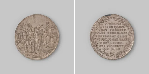 Op het beëindigen van het regeringsreglement door de gewapende burgerij, op de Neude te Utrecht by anonymous, metalwork, 1786