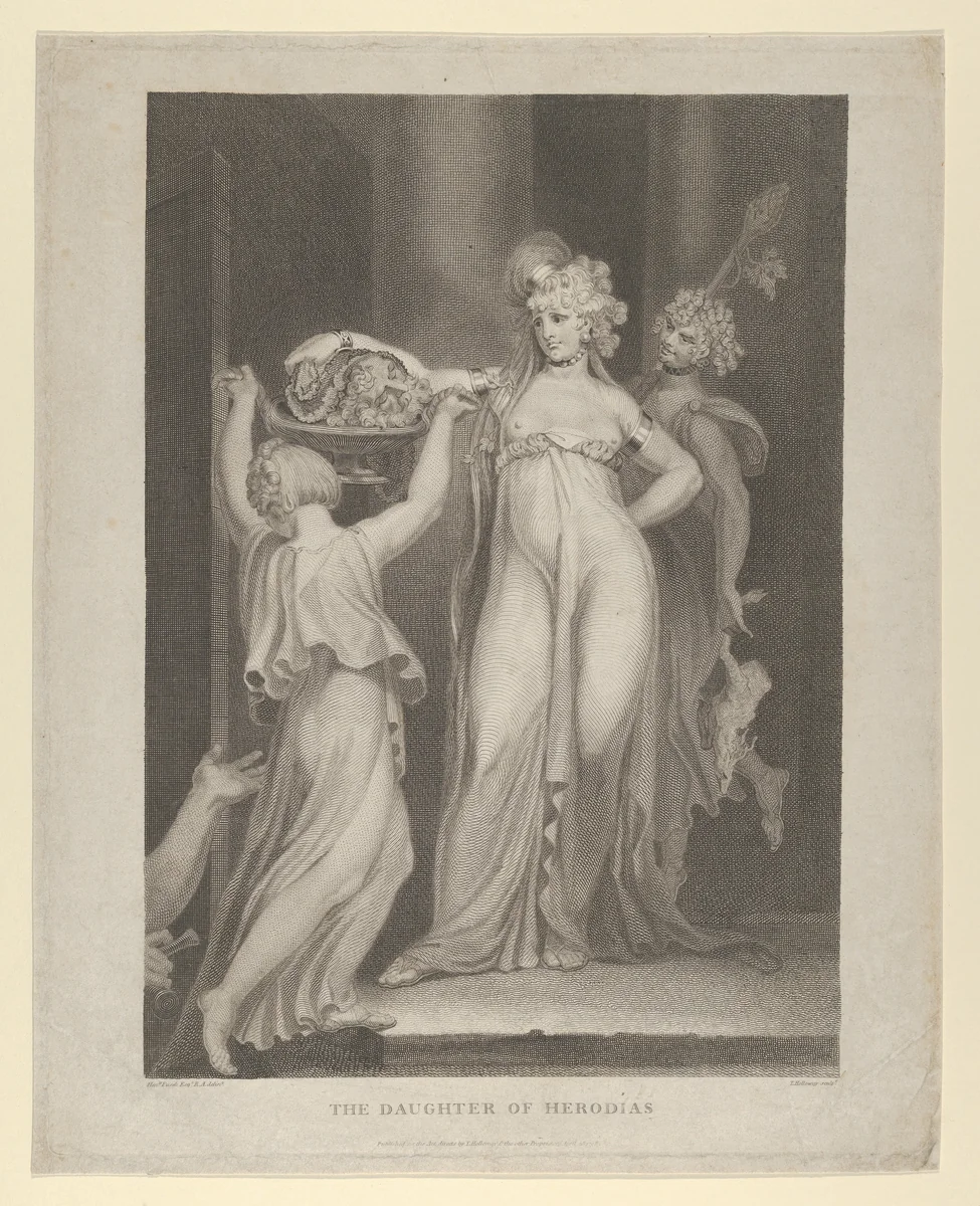 The Daughter of Herodias (Salome Receiving the Head of John the Baptist, Matthew 14:10-11) by Thomas Holloway, print, 1798