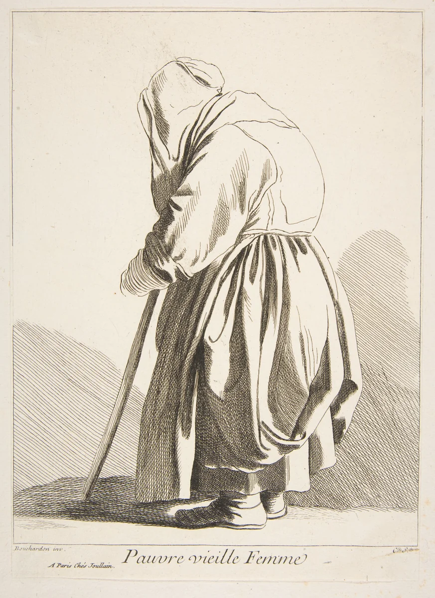 A Poor Old Woman by Anne Claude Philippe de Tubières, print, 1742