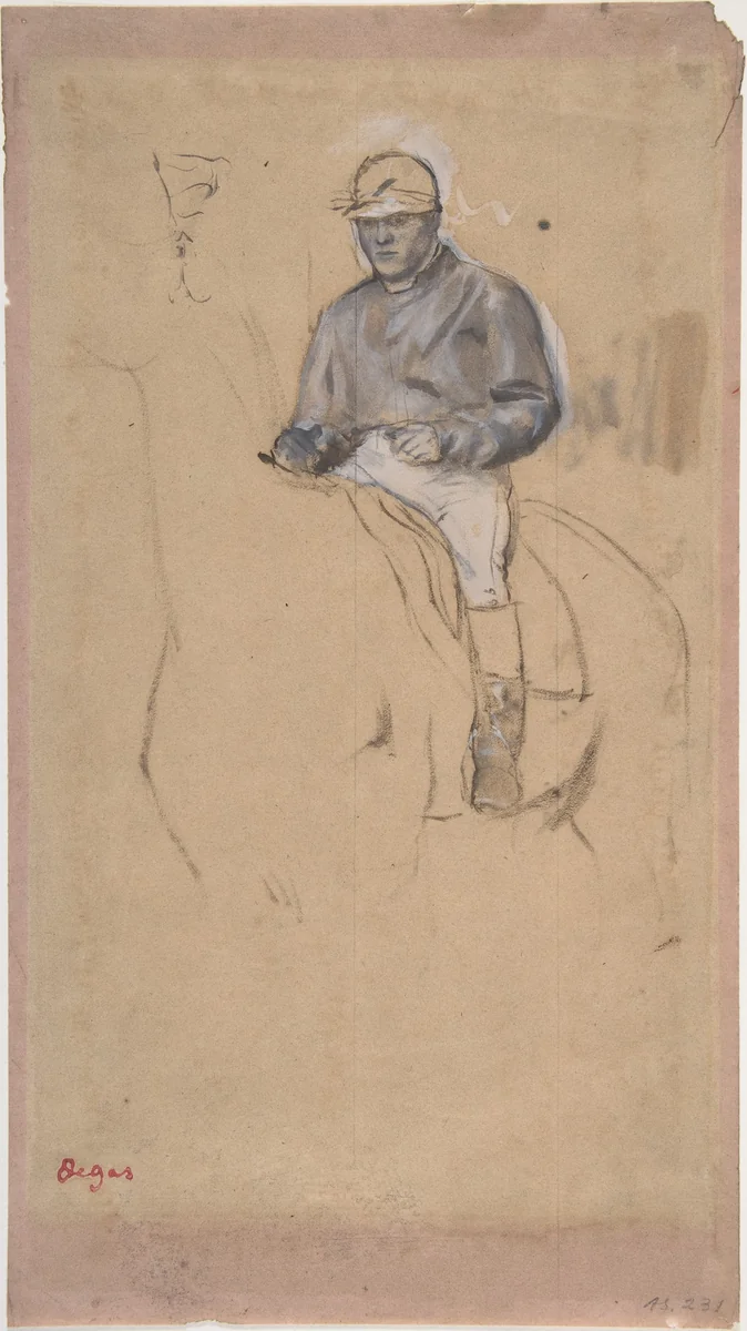 A Jockey on His Horse by Edgar Degas, drawing, 1863-1873