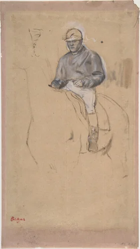 A Jockey on His Horse by Edgar Degas, drawing, 1863-1873
