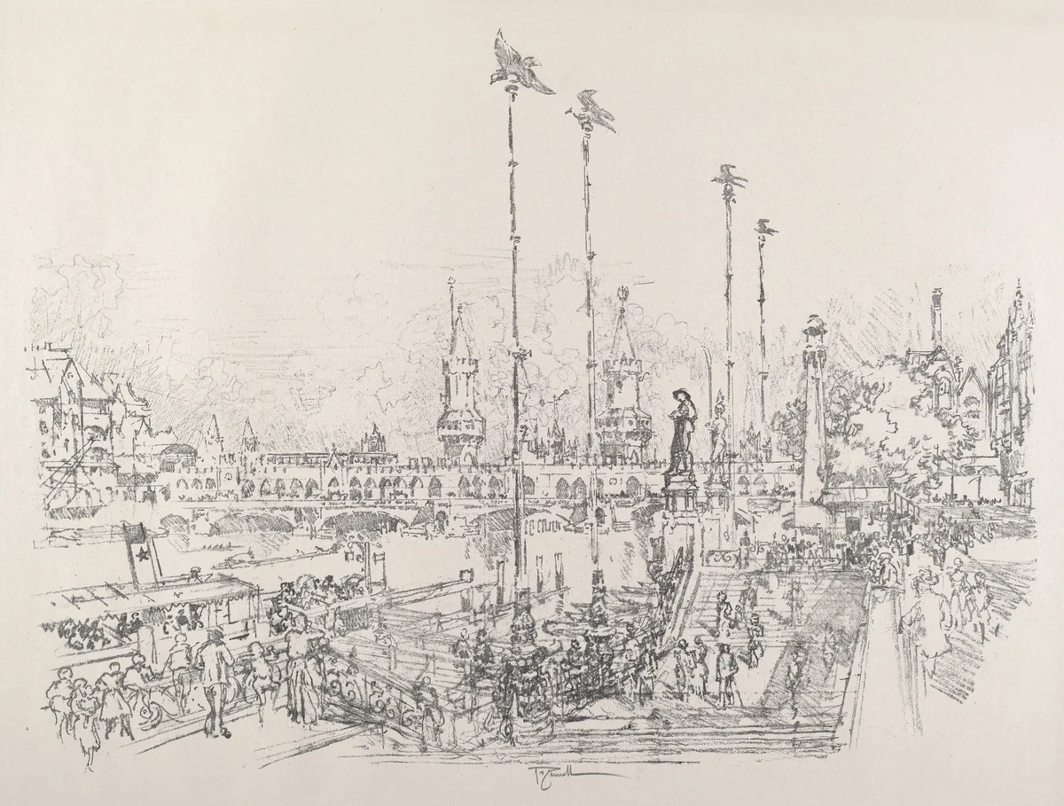 Oberbaum-Brucke, Berlin by Joseph Pennell, print, 1921