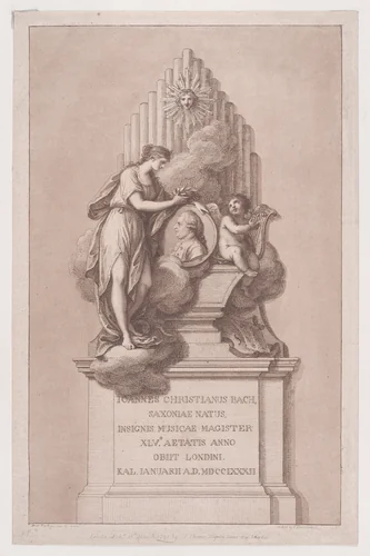 Monument to Johann Christian Bach by Francesco Bartolozzi, print, 1782