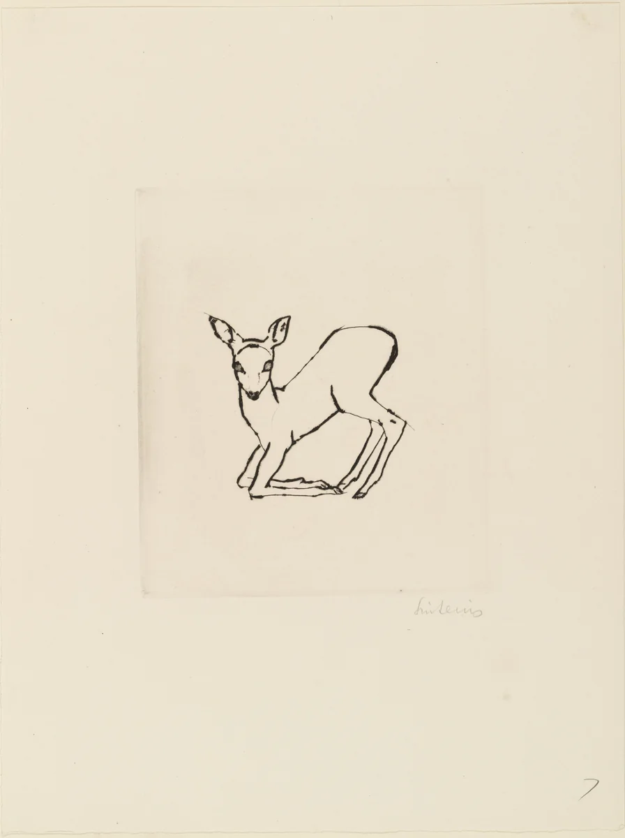 Kneeling Fawn (Kniendes Reh) by Renée Sintenis, print, 1915
