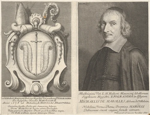L'Abbé de Marolles (with coat of arms) by Robert Nanteuil, print, 1657