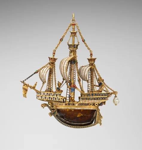 Pendant in the form of a ship by Alfred André, metalwork, 1885-1899