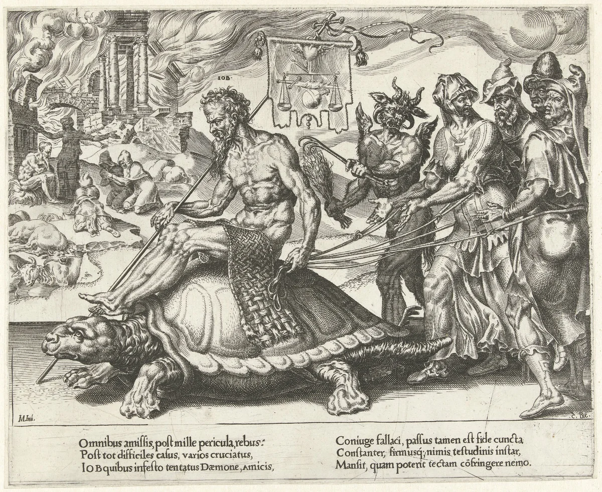 Triomf van Job by Unknown, print, 1559