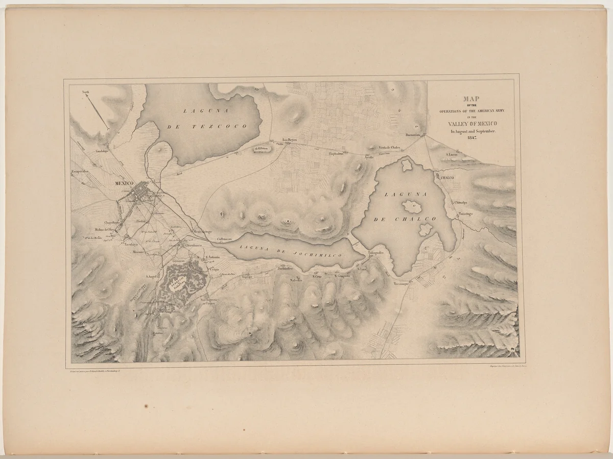 Map of the Operations of the American Military in the Valley of Mexico by Erhard Schiéble; Joseph Lemercier, portfolio, 1851