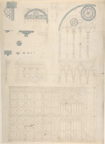 Tracery and Church Ornament by anonymous, drawing, 1850-1900