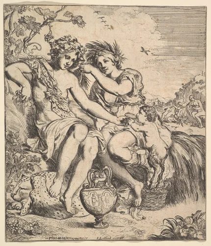 The Alliance of Bacchus and Ceres by Pierre Brebiette, print, 1610-1642