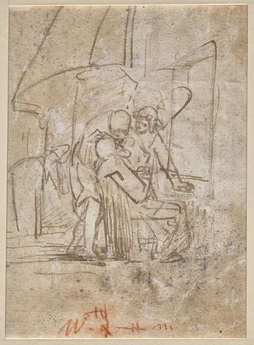 The Healing of Tobit (verso) by Ferdinand Bol, drawing, 1625-1645