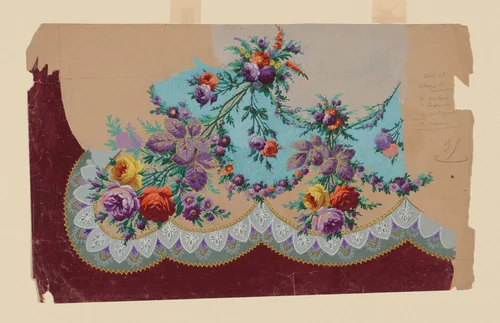 Design for a Printed, Woven, or Embroidered Skirt Border by France, textile, 1801-1900