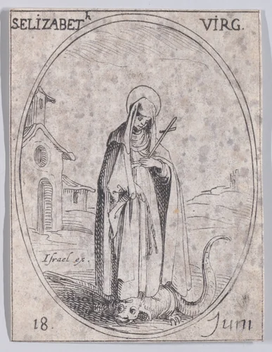 Ste. Elizabeth, vierge (St. Elizabeth, Virgin), June 18th, from "Les Images De Tous Les Saincts et Saintes de L'Année" (Images of All of the Saints and Religious Events of the Year) by Jacques Callot, print, 1636