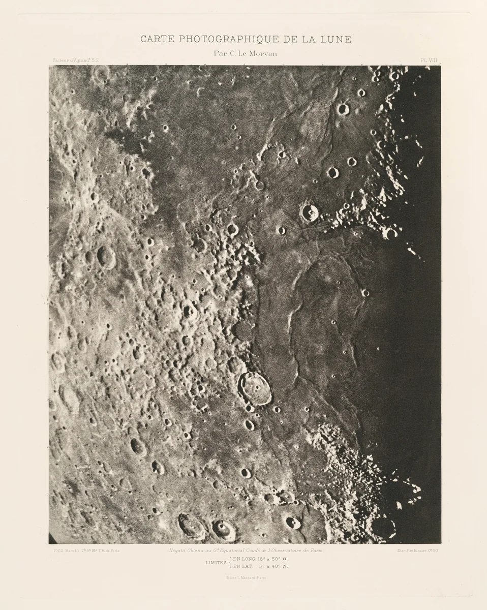 Carte photographique de la lune, planche VIII (Photographic Chart of the Moon, plate VIII) by Charles Le Morvan, photograph, 1902