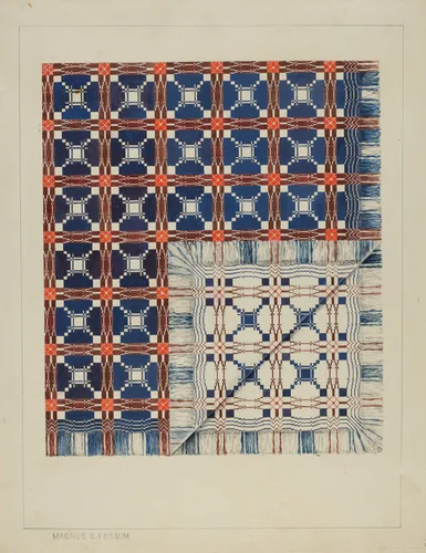 Woven Coverlet by Magnus S. Fossum, index of american design, 1937