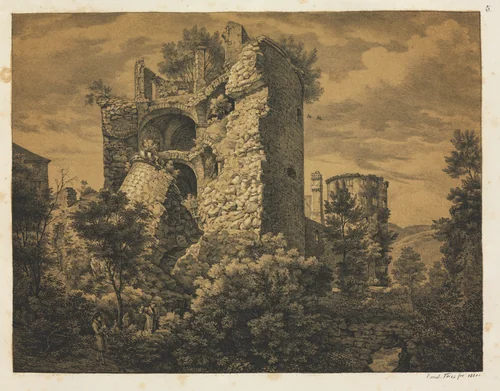 Six Views of Heidelberg Castle: Tower by Ernst Fries, print, 1820